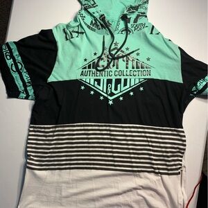 South Pole Kids' Aqua and Black Striped Hoodie